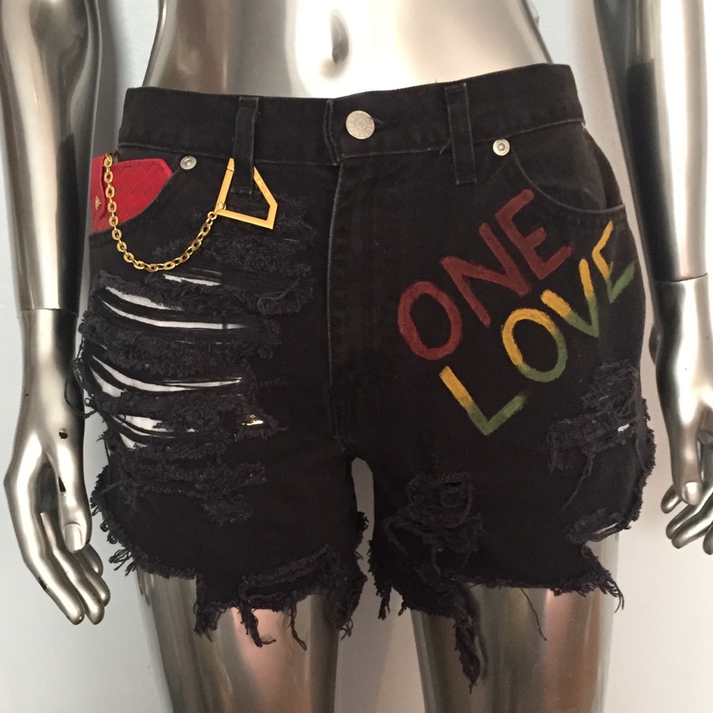 Vintage distressed cutoff shorts light black wash